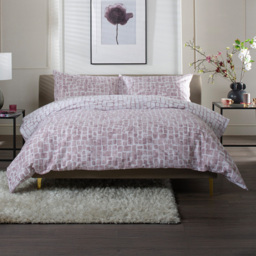 The Lyndon Company Tulle Pink Super King Size Reversible Duvet Set