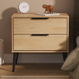 Crowndale Hong Kong 2 Drawer Nebraska Oak Side Table Ready Assembled