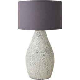 ValueLights Colin Linen Drum Shade Grey Speckled Hand Finished Ceramic Table Lamp