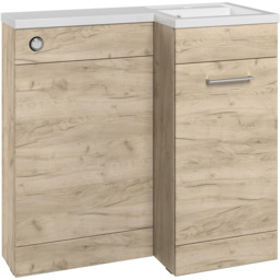 Bathstore Panama Single Door Oak Right Hand Basin and WC Unit 900mm - thumbnail 1