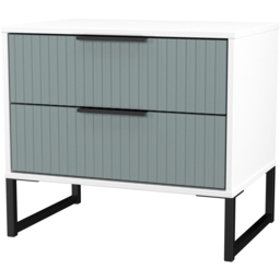 Crowndale Fluted 2 Drawer Duck and White Matt Side Table Ready Assembled - thumbnail 4