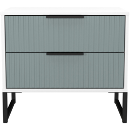 Crowndale Fluted 2 Drawer Duck and White Matt Side Table Ready Assembled - thumbnail 2