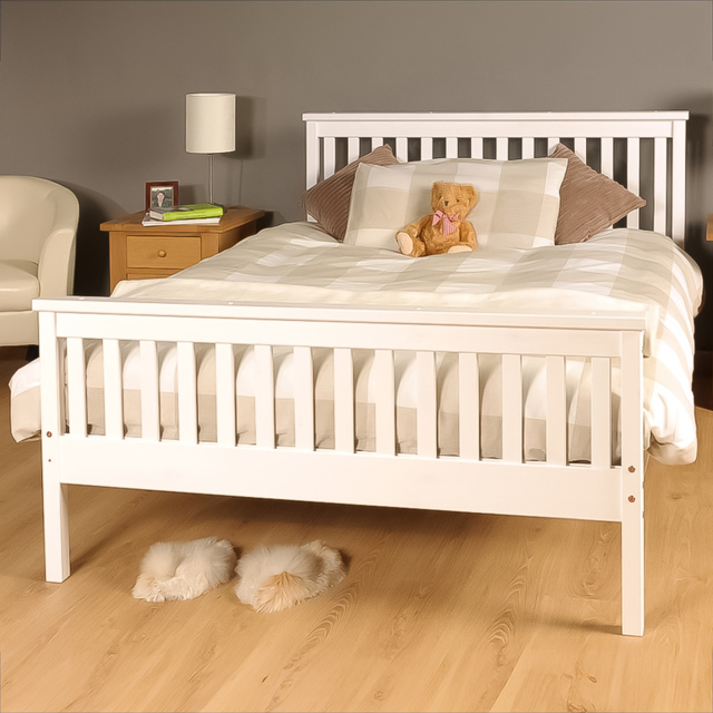 Brooklyn Double White Wooden Bed Frame - image 1