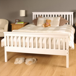 Brooklyn Double White Wooden Bed Frame - thumbnail 1
