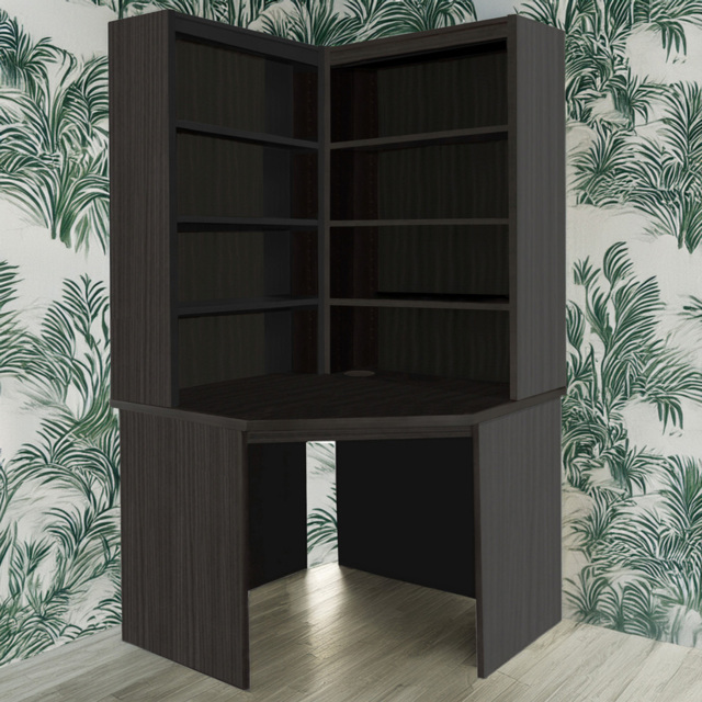 R White Cabinets Black 8 Shelf Corner Desk with Hutch - image 1