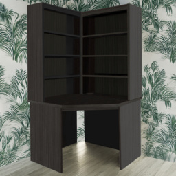 R White Cabinets Black 8 Shelf Corner Desk with Hutch - thumbnail 1