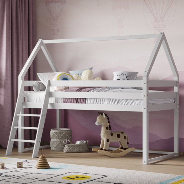 Flair Ellie White Wooden House Mid Sleeper Bed - image 1