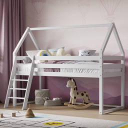 Flair Ellie White Wooden House Mid Sleeper Bed - thumbnail 1