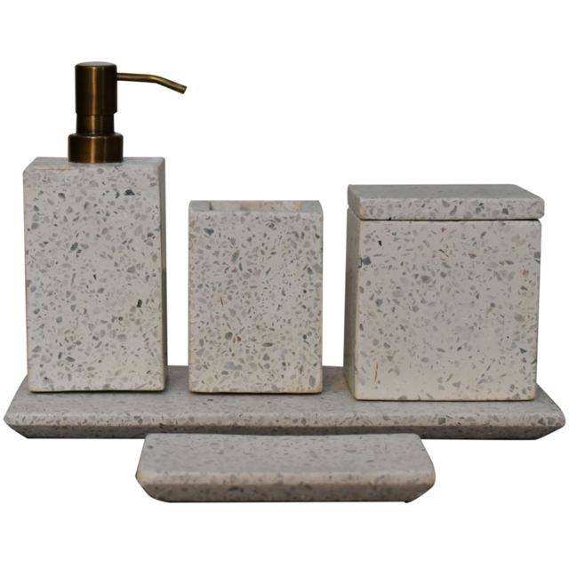 Artisan Furniture Trazzo 5 Piece White Marble Bathroom Set - image 1