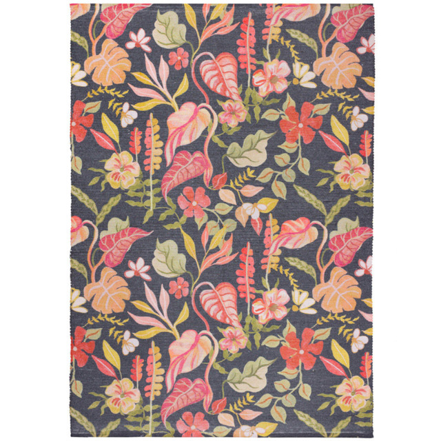 Furn Tropical Bloom Floral Print Black Rug 120 x 170cm - image 1