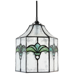 Happy Homewares Emerald Green Clear Water Glass Lantern Tiffany Pendant Shade - thumbnail 1