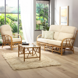 Desser Bali 5 Seater Beige and Cream Natural Rattan Sofa Set