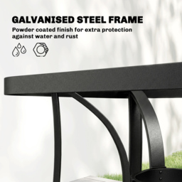 Outsunny Light Grey 4 Seater Glass Top Stackable Garden Dining Set with Parasol Hole - thumbnail 4
