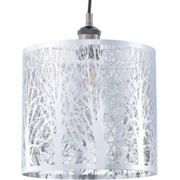 Happy Homewares Polished Chrome Metal Forest Ceiling Pendant Shade