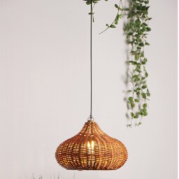 Solar Rattan Effect Pendant Light Brown