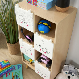 Home Source Milo White and Natural 4 Door 4 Shelf Animal Motifs Kids Cube Storage Unit - thumbnail 4
