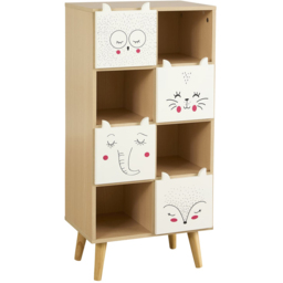 Home Source Milo White and Natural 4 Door 4 Shelf Animal Motifs Kids Cube Storage Unit - thumbnail 2