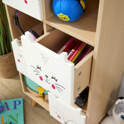 Home Source Milo White and Natural 4 Door 4 Shelf Animal Motifs Kids Cube Storage Unit - thumbnail 3