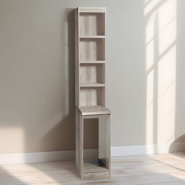 R White Cabinets Grey 4 Shelf Desktop Tower Storage with Hutch - image 1