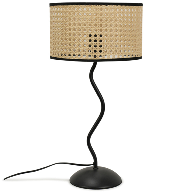 ValueLights Wiggle Black and Natural Cane Shade Metal LED Table Lamp - image 1
