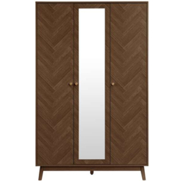 Herringford Walnut 3 Door Chevron Mirrored Wardrobe - thumbnail 3