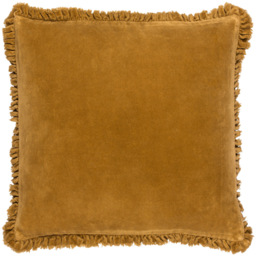 Yard Bertie Saffron Cotton Velvet Cushion - thumbnail 1