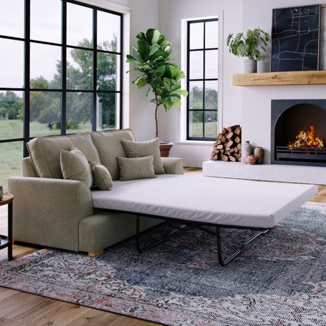 Alba City 2 Seater Fossil Fabric Sofa Bed - image 1