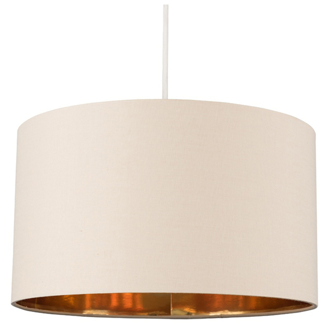 ValueLights Reni Beige and Metallic Gold Drum Ceiling Lamp Shade Large - image 1