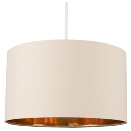 ValueLights Reni Beige and Metallic Gold Drum Ceiling Lamp Shade Large - thumbnail 1