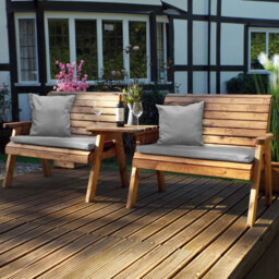 Charles Taylor 4 Seater Straight Bench Set with Grey Cushions