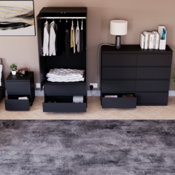 Vida Designs Denver 3 Piece Black Bedroom Furniture Set - thumbnail 4