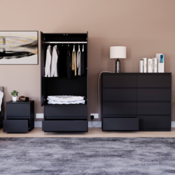 Vida Designs Denver 3 Piece Black Bedroom Furniture Set - thumbnail 2