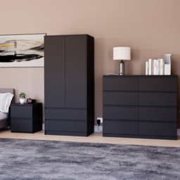 Vida Designs Denver 3 Piece Black Bedroom Furniture Set - thumbnail 3