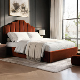 Flair Margot Orange Velvet Double Ottoman Bed