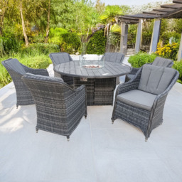 Furniture One 6 Seater Rattan Garden Lounge Set with Fire Pit - thumbnail 1