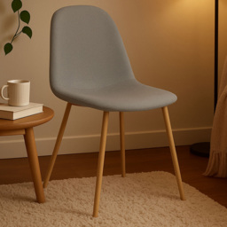 Premier Housewares Salford Wood Effect Legs and Grey Fabric Dining Chair