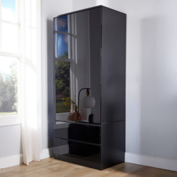 Home Source Lugano 2 Door 2 Drawer Black Storage Cabinet