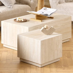 Florence Dice Travertine Rough Paper Effect Coffee Table Set of 2