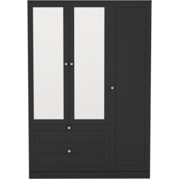 Vida Designs Altino Black 3 Door 2 Drawer Shaker-Style Mirrored Wardrobe - thumbnail 2