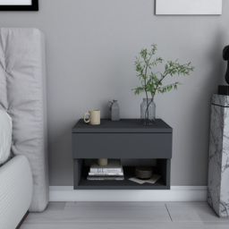 Decorotika Jamot Single Drawer Single Shelf Anthracite Floating Bedside Table - thumbnail 4