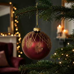Glitter Detailed Burgundy Bauble - thumbnail 2