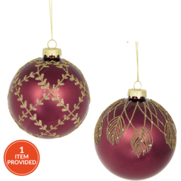 Glitter Detailed Burgundy Bauble - thumbnail 1