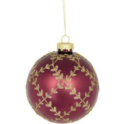 Glitter Detailed Burgundy Bauble - thumbnail 3