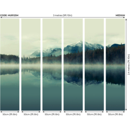 Origin Murals Misty Mountain Lake Blue Wall Mural - thumbnail 3
