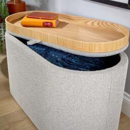 Home Source Merida Grey Storage Ottoman with Reversible Lid