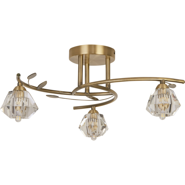 Lighting Collection Aziel 3 Light Acrylic Diamond Shade LED Ceiling Fitting - image 1