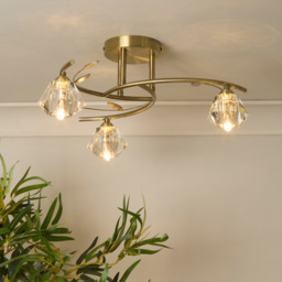 Lighting Collection Aziel 3 Light Acrylic Diamond Shade LED Ceiling Fitting - thumbnail 2