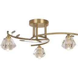 Lighting Collection Aziel 3 Light Acrylic Diamond Shade LED Ceiling Fitting - thumbnail 3
