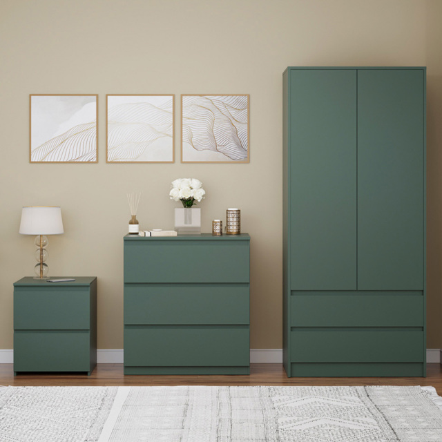 Vida Designs Denver 3 Piece Green Bedroom Furniture Set - image 1