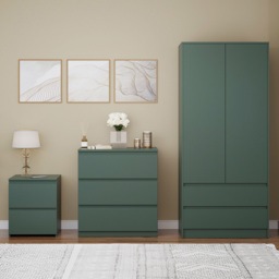 Vida Designs Denver 3 Piece Green Bedroom Furniture Set - thumbnail 1